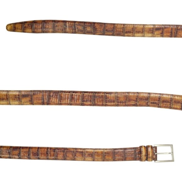 Martin Dingman Belt Men Sz 38/95 Brown Alligator Grain Calf Leather Handmade USA - Picture 9 of 13